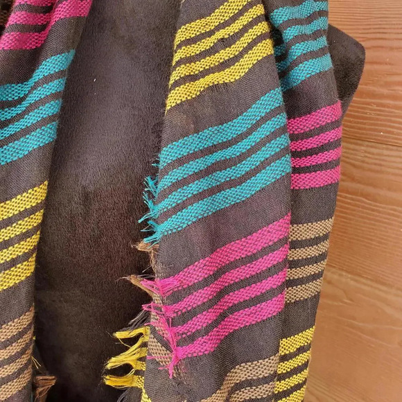 Target Black Multi-Color Fringe Edge Woven Striped Scarf EUC - Picture 10 of 16
